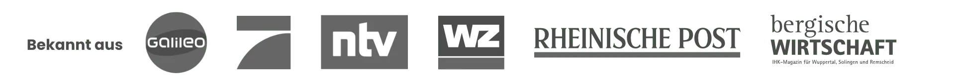 Bekannt aus: Galileo, ProSieben, ntv, Westdeutsche Zeitung, Rheinische Post, Bergische Wirtschaft
